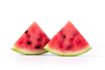 watermelon and watermelon slices isolated on white background.