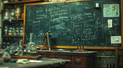 A close-up of a chalkboard with handwritten notes and drawings. --ar 16:9 --style raw --stylize 250 Job ID: aee9f2da-f764-44f5-be37-e3fcbf0a5f3f