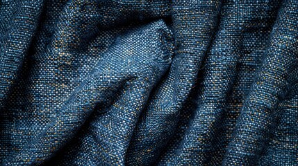 A blue and gold fabric with a pattern of stripes