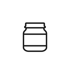 Glass jar for baby food, honey, jam, fruit and vegetable canning. Vector illustration in simple outline flat style isolated on white background. For website, app interface. Editable stroke