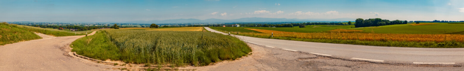 High resolution stitched summer panorama near Ettling, Isar, Wallersdorf, Dingolfing-Landau,...