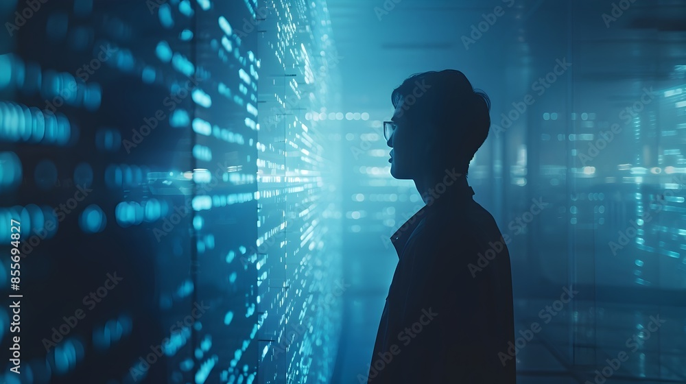 Poster hacker accessing secret database with layers of digital security being peeled away