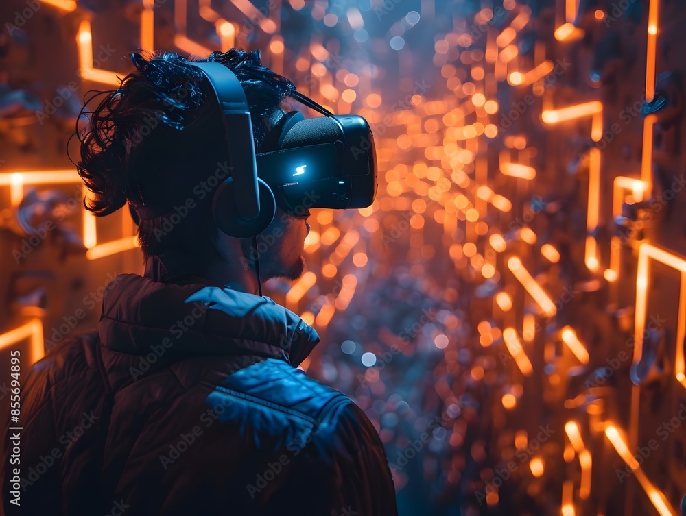 Aufkleber hacker navigating a virtual data maze evading digital security measures