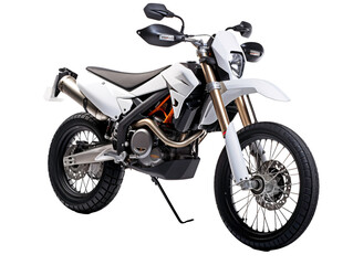 a white motorcycle with black wheels