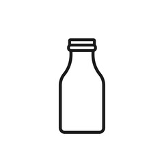 Glass bottle with a cap for juice, milk, dairy products icon. Recyclable packaging symbol. Editable stroke. Minimalist outline vector illustration for store design, web, mobile. Healthy beverages