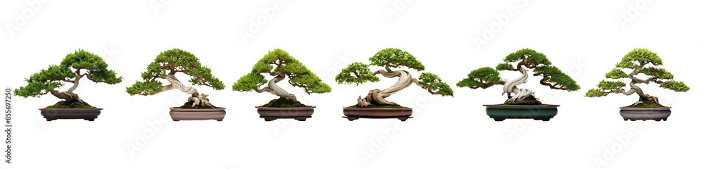 Poster bonsai png element set on transparent background