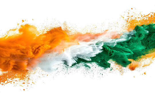 Indian flag colors splash isolated png transparent background