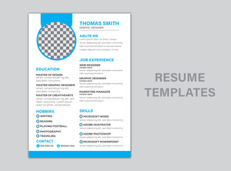 Clean Modern Resume and Cover Letter Layout Vector Template for Business Job Applications, Minimalist resume cv template, Resume design template, cv design, multipurpose resume design
