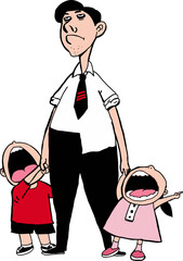 Single father raising son and daughter with fatigue