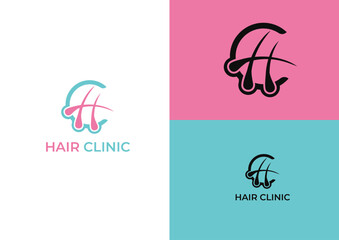 hc hair clinic logo design concept