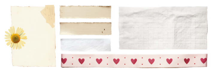Papers & washi tapes png on transparent background