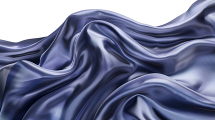 flowing dark blue silk fabric isolated png transparent background