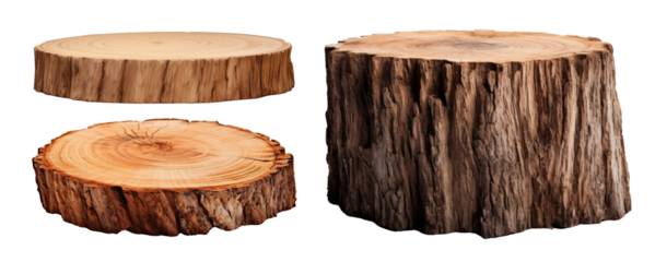 Wood podium png element set on transparent background