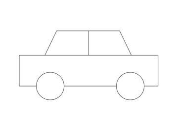Car Illustration | Geometric Line Drawing of a Vehicle| 2D icon