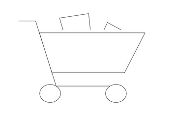 Shopping Cart Illustration: Geometric Line Drawing of a Cart