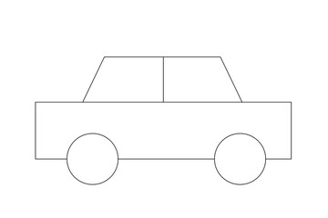 Car Illustration | Geometric Line Drawing of a Vehicle| 2D icon