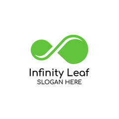 Green infinity logo concept. Infinity leaf vector illustration
