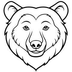 Grizzly bear head vector line art and silhouette illustration
