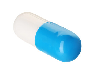 One antibiotic pill isolated on white. Medicinal treatment