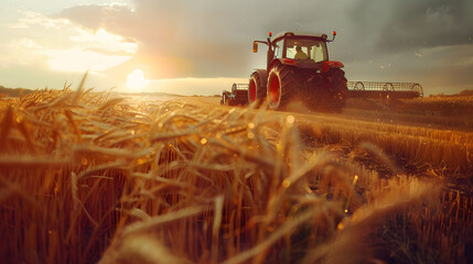 Fototapeta premium combine harvester working in the field