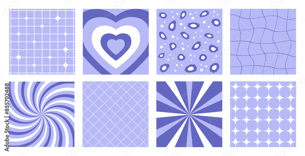 Poster retro backgrounds, set of y2k square cards with patterns, grids and images, group of 2000s abstract 