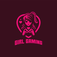 Gaming Girl Mascot Design Logo Minimalist