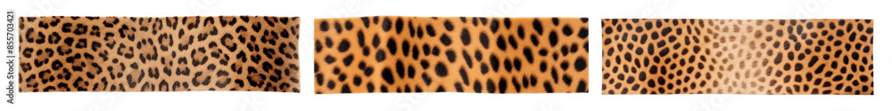 Poster tiger pattern washi tape png element set on transparent background