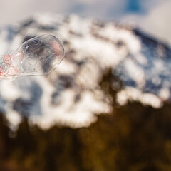 Alpine summer view with soap bubbles at the famous Rossfeld panorama road near Berchtesgaden, Bavaria, Germany