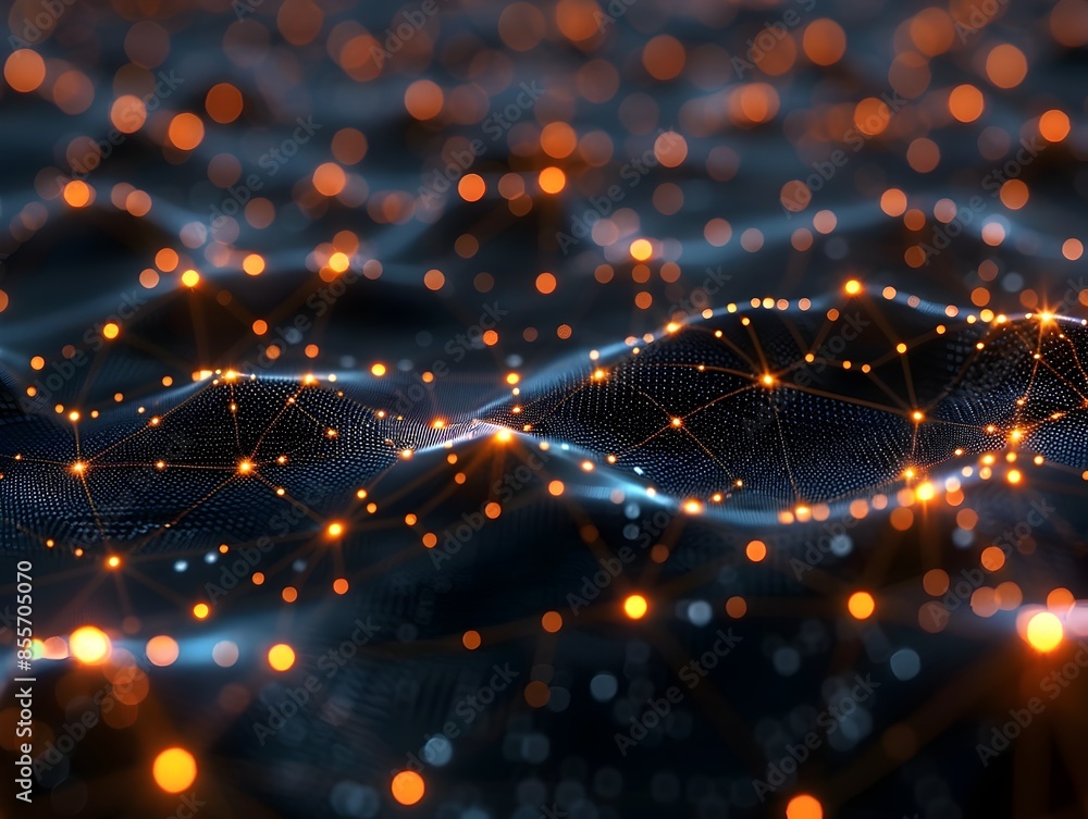 Poster abstract neural network with glowing connections on dark background