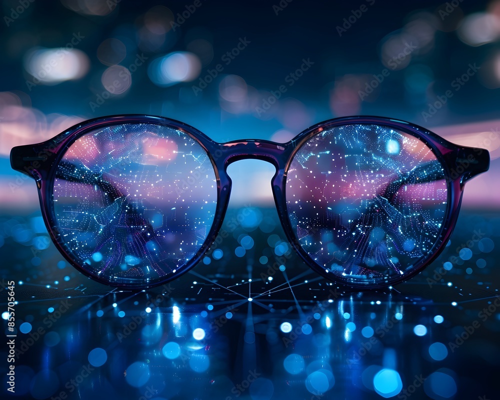 Wall mural ai powered translation glasses providing real time language conversion in cosmic conversation