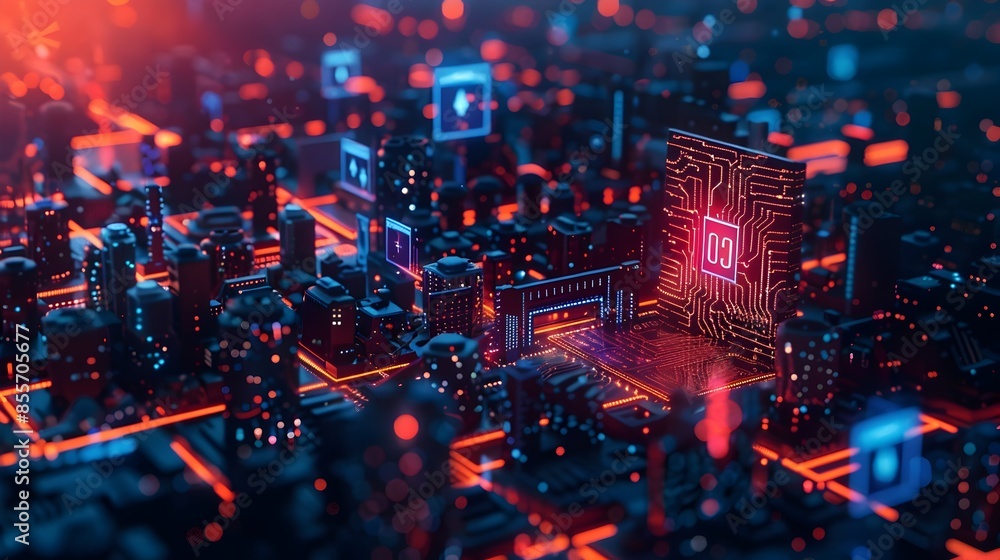 Poster intelligent ai powered smart grid optimizing energy distribution and consumption in a futuristic cit