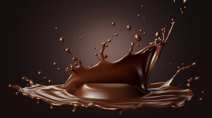 Chocolate and splash 3d realistic vector image