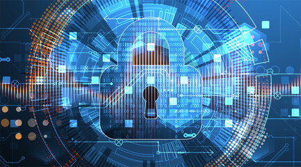 Secure digital background. Virtual confidential, programming protection. Hand drawn vector.