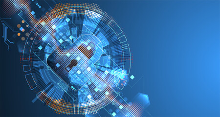 Secure digital background. Virtual confidential, programming protection. Hand drawn vector.