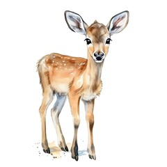 Fototapeta premium Cute deer watercolor illustration, animals and farm clipart