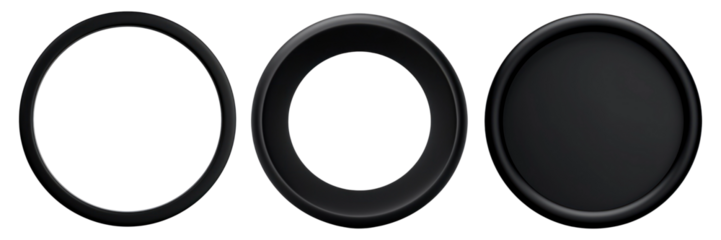 3d black circle elements png on transparent background