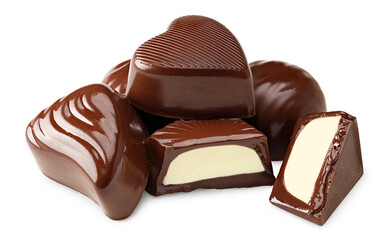 chocolate candy sweets isolated on white background. clipping path