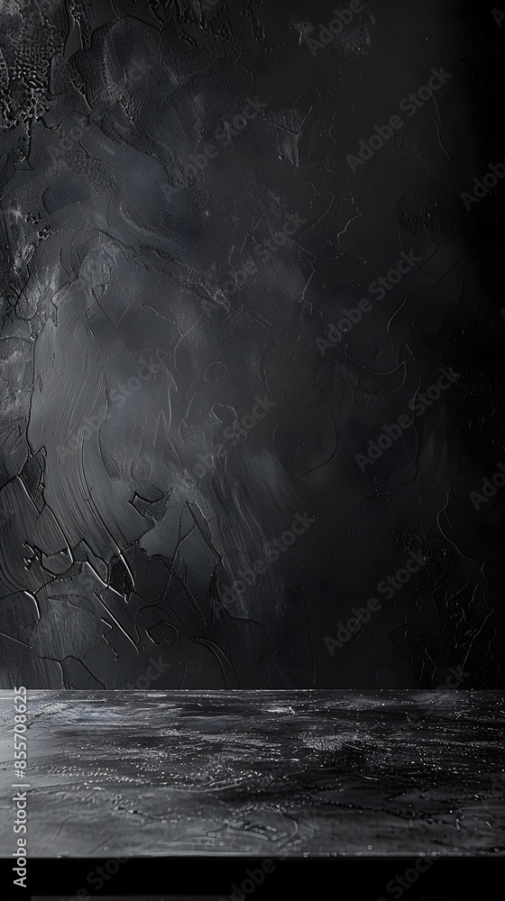 Poster elegant matte black table in high contrast studio setting for product display