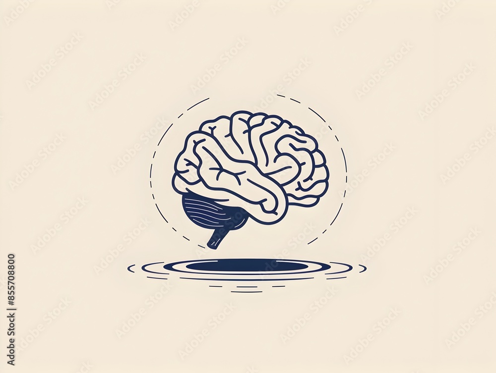 Poster minimalist brain icon a modern visualisation of cognition and intellect