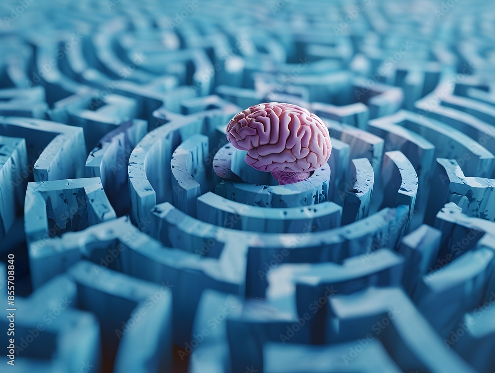 Poster intricate brain maze symbolizing complex decision making processes