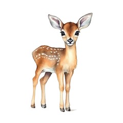 Cute fawn watercolor illustration, animals and farm clipart