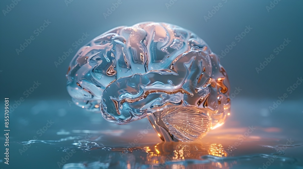 Poster melting ice brain symbolizing fragility of thoughts and cognition