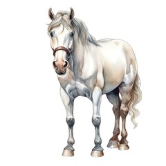 Fototapeta premium Cute horse watercolor illustration, animals and farm clipart
