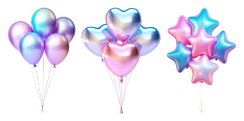 3D iridescent balloon shape set