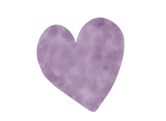 Fototapeta premium Hand-drawn watercolor illustration of a purple heart isolated on a white background.
