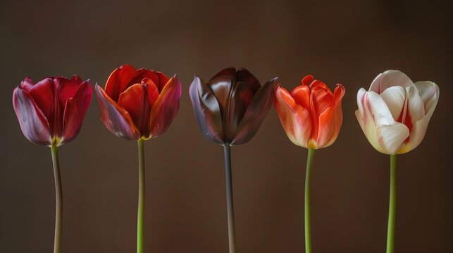 Blooming Triumph Tulips Negrita Annie Schilder Pallada and Paul Scherer