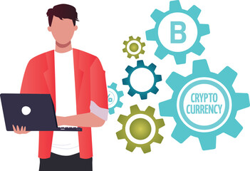 A man is working on a laptop.