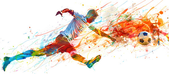 silhouette of football soccer player man in action isolated white background