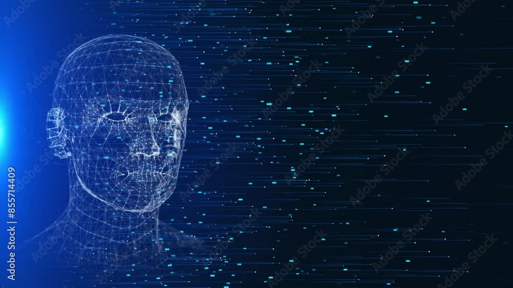 Poster blockchain human head circuit board cyber mind human digital computing, robot revolution big data, a