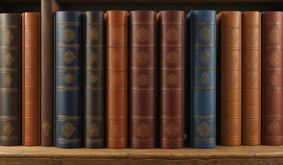 vintage books on a bookshelf without inscriptions